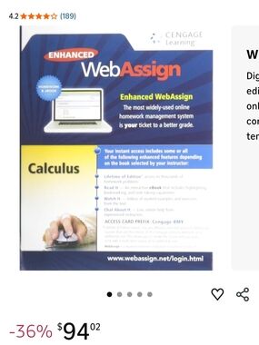 WebAssign Calculus Access Card - Unopened